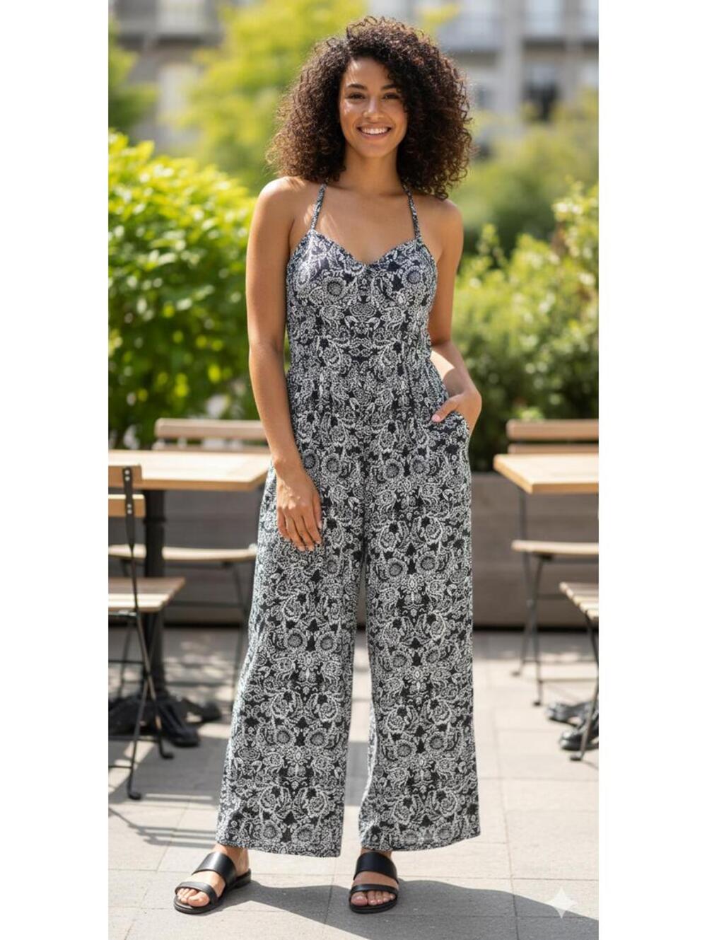 Abercrombie & Fitch - Paisley Halter Wide Leg Jumpsuit with Pockets - M